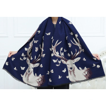 Womens Soft Cashmere Feel Alike Deer Printing Stole Shawl Wraps Scarf (SP282)